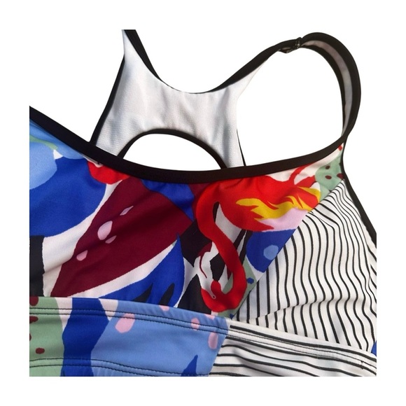 JoyLab Medium Sports Bra Floral Stripe Print Racerback Cutout Target Activewear - Picture 2 of 6